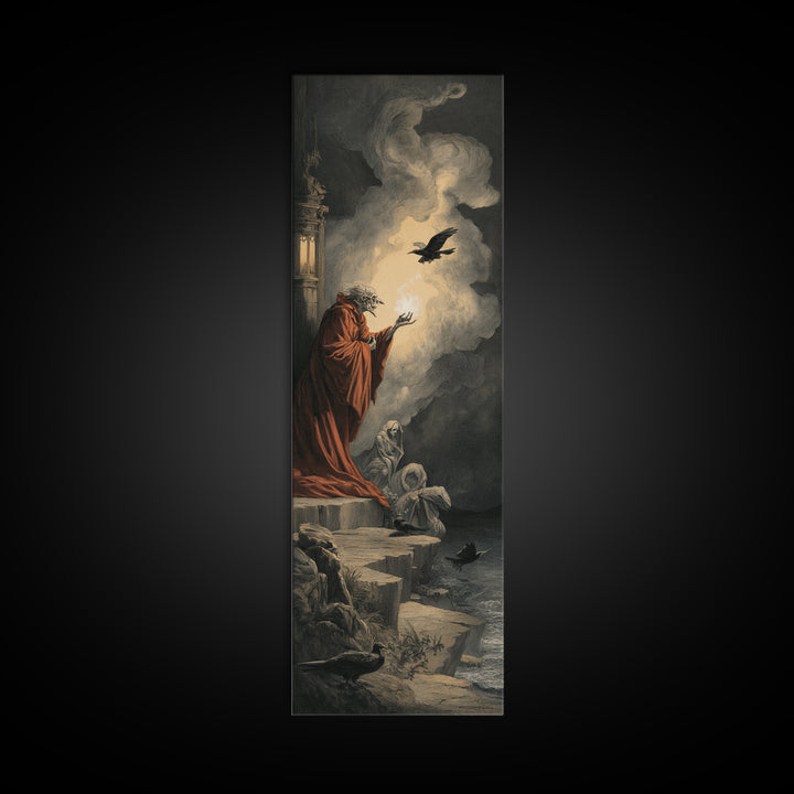 Haunted Seaside Halloween, Gothic Nightmare Art, Tall Narrow Wall Art, Macabre Wall Art, Canvas Print, Halloween Wall Art