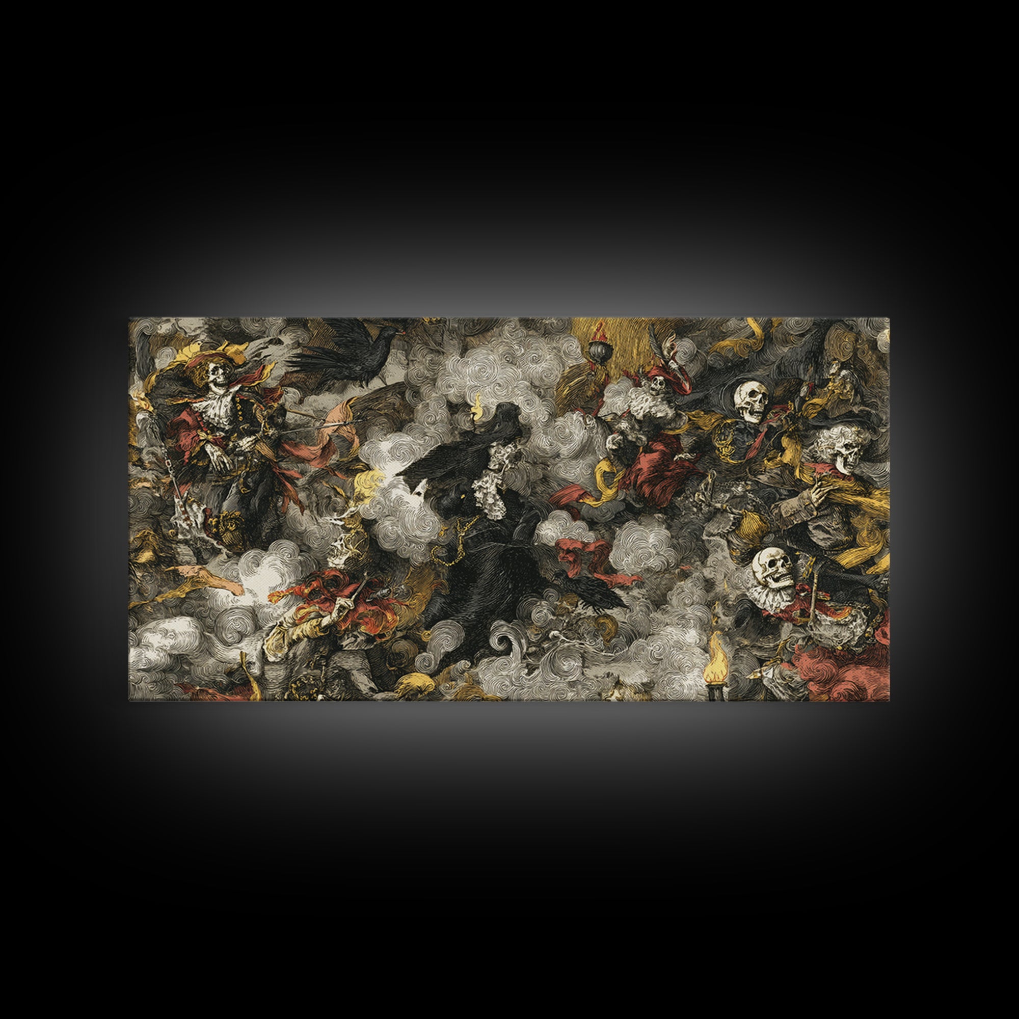 Haunted Seaside Halloween, Grotesque Carnival Art, Wide Panoramic Art, Dark Fantasy Wall Art, Canvas Print, Halloween Wall Art