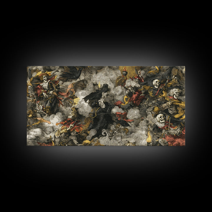 Haunted Seaside Halloween, Grotesque Carnival Art, Wide Panoramic Art, Dark Fantasy Wall Art, Canvas Print, Halloween Wall Art