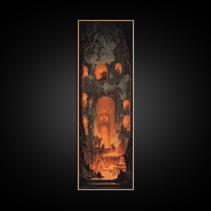 The Candlelit Crypt, Apocalyptic Romantic Art, Tall Narrow Wall Art, Macabre Wall Art, Framed Canvas Print, Halloween Wall Art