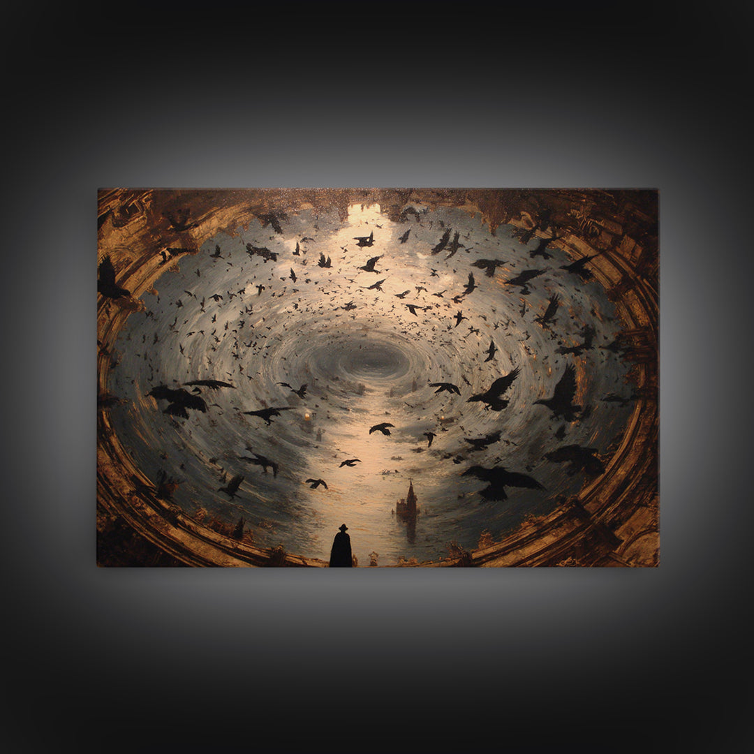 Ravens And Ruins, Symbolist Gothic Landscape, Landscape Wall Art, Dark Halloween Decor, Canvas Print, Halloween Wall Art, Horror Wall Art