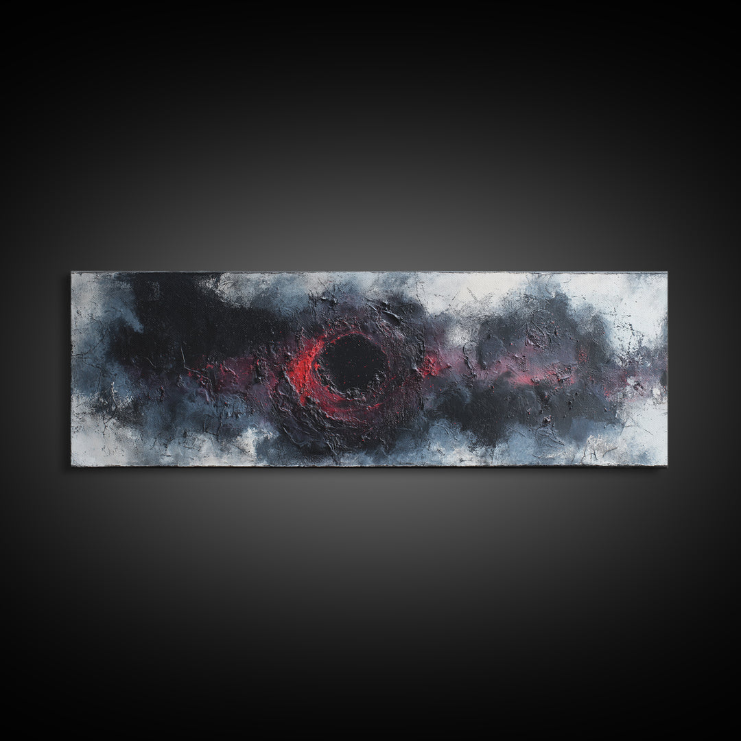 Deep Charcoal Abstract Canvas Print, Dark Art, Gothic Wall Art, Living Room Decor, Nocturne, Spooky Decor, Gallery Decor, DAR-3x1-13