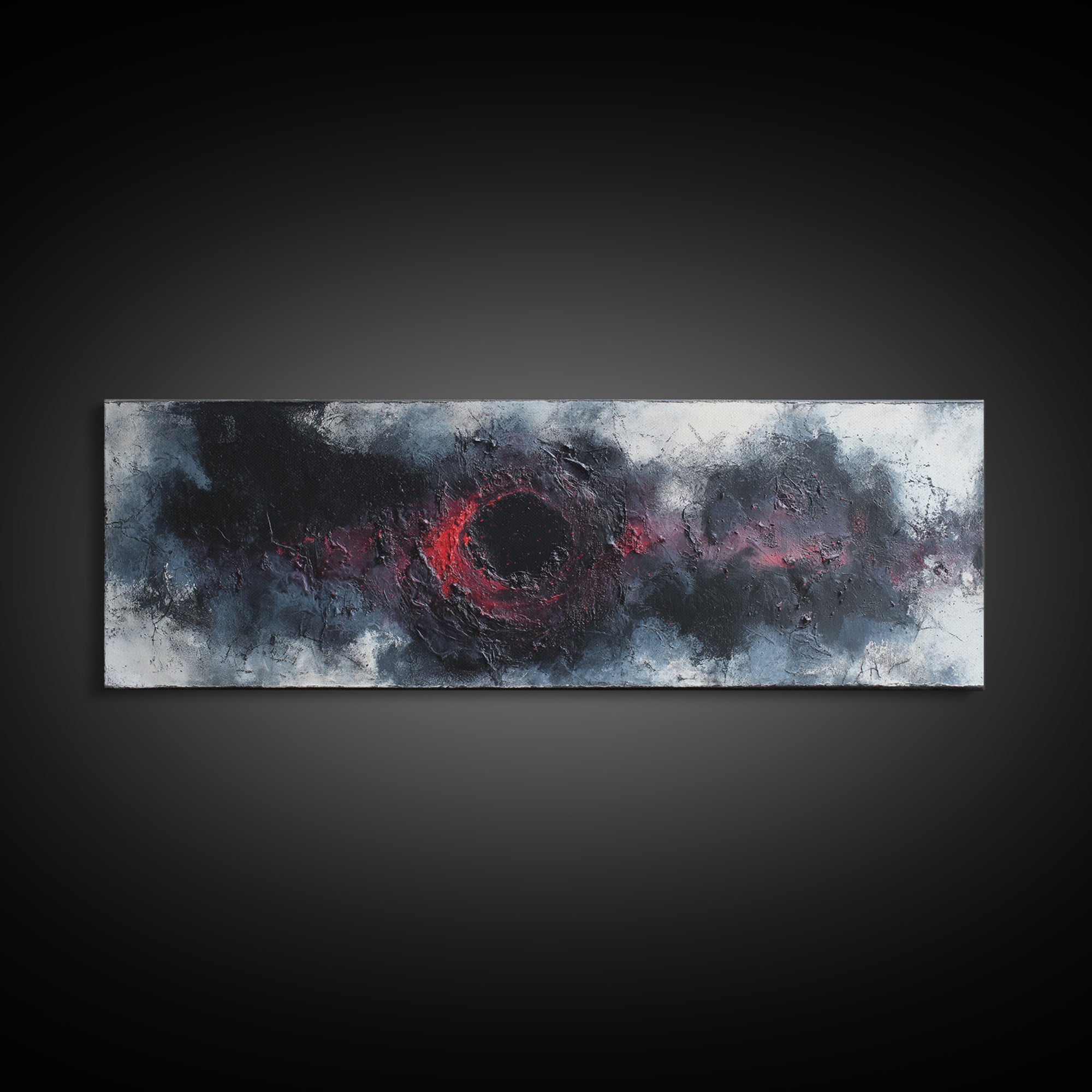 Deep Charcoal Abstract Canvas Print, Dark Art, Gothic Wall Art, Living Room Decor, Nocturne, Spooky Decor, Gallery Decor, DAR-3x1-13