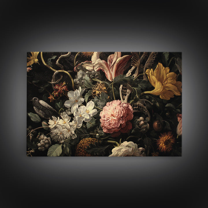 Skeletal Botanicals, Visionary Gothic Art, Landscape Wall Art, Macabre Wall Art, Framed Canvas Print, Halloween Wall Art