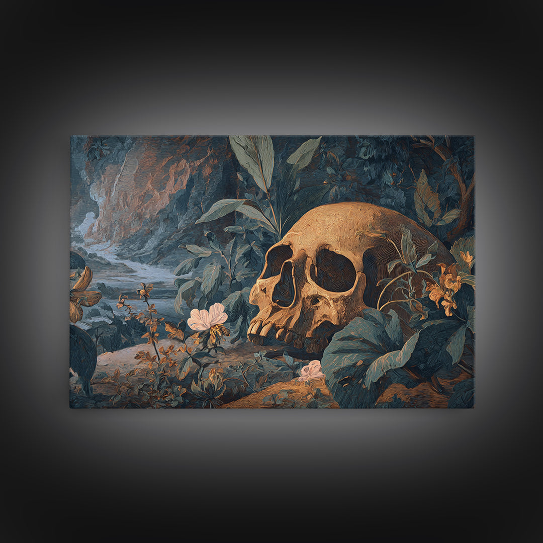 Skeletal Botanicals, Romantic Gothic Landscape, Landscape Wall Art, Gothic Horror Wall Art, Framed Canvas Print, Dark Fantasy Art