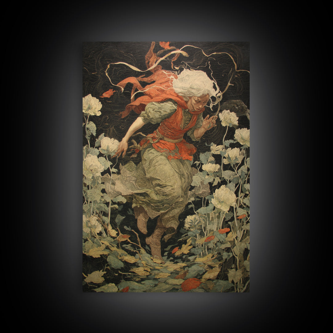 The Poison Garden, Dark Renaissance Art, Vertical Wall Art, Gothic Horror Wall Art, Canvas Print, Halloween Wall Art