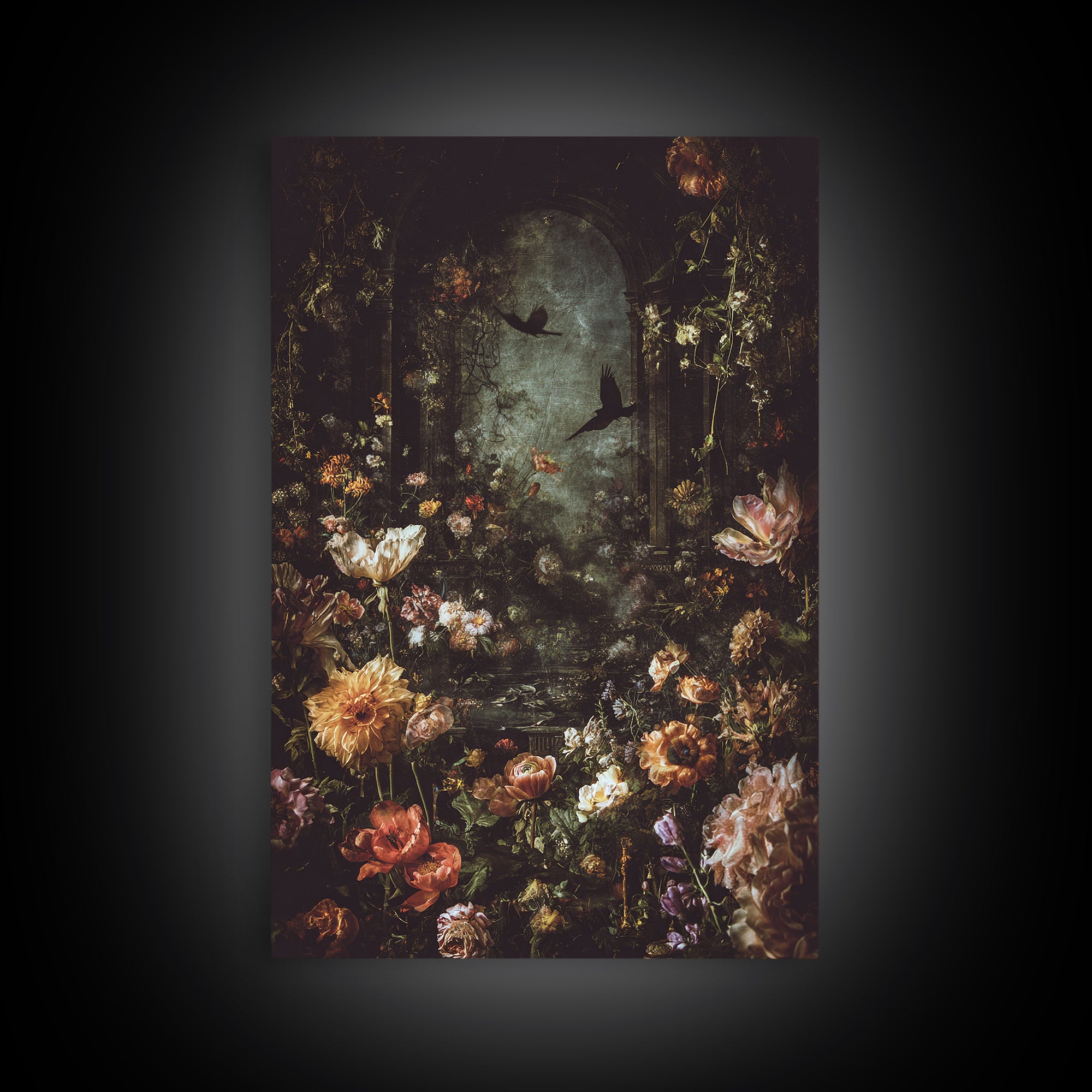 The Poison Garden, Dark Romantic Horror Art, Vertical Wall Art, Gothic Horror Wall Art, Framed Canvas Print, Halloween Wall Art