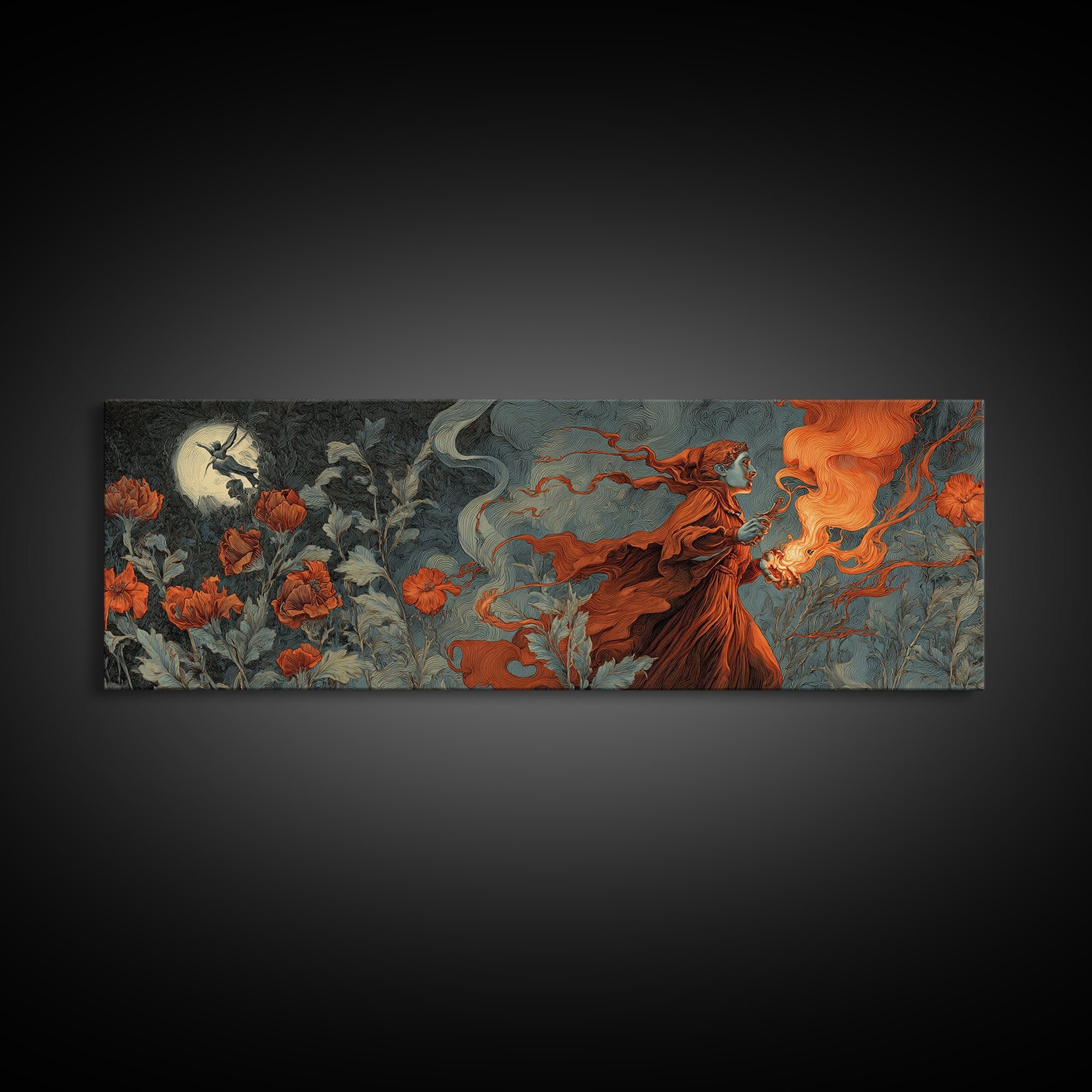 The Poison Garden, Visionary Gothic Art, Extra Wide Wall Art, Macabre Wall Art, Canvas Print, Halloween Wall Art, Gothic Home Decor