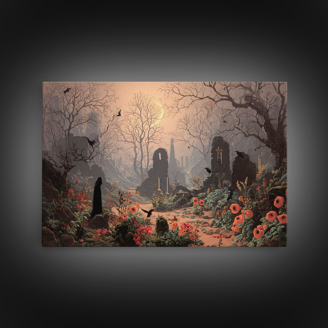 The Poison Garden, Romantic Gothic Landscape, Landscape Wall Art, Macabre Wall Art, Framed Canvas Print, Halloween Wall Art
