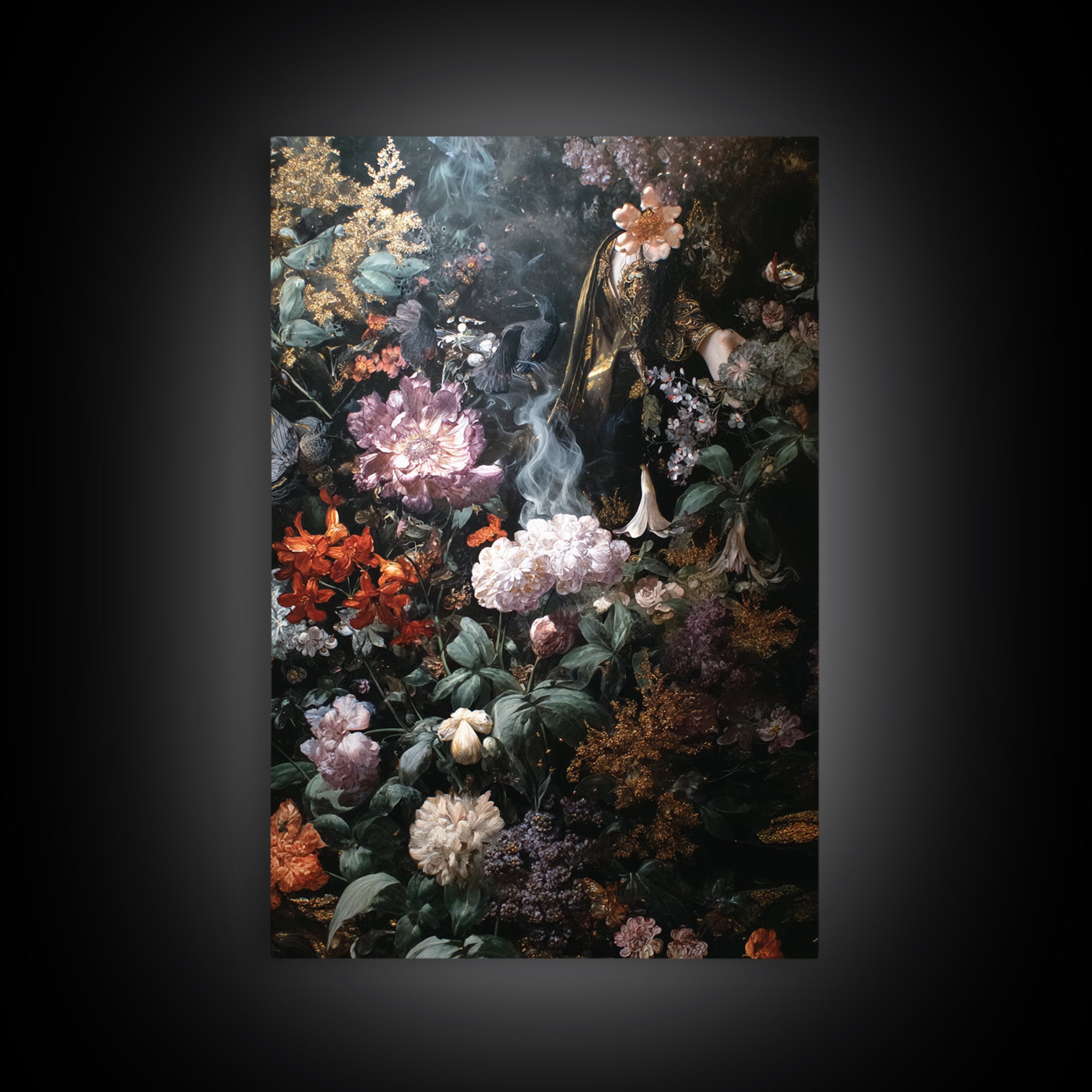 The Poison Garden, Ornate Symbolist Art, Vertical Wall Art, Macabre Wall Art, Framed Canvas Print, Halloween Wall Art
