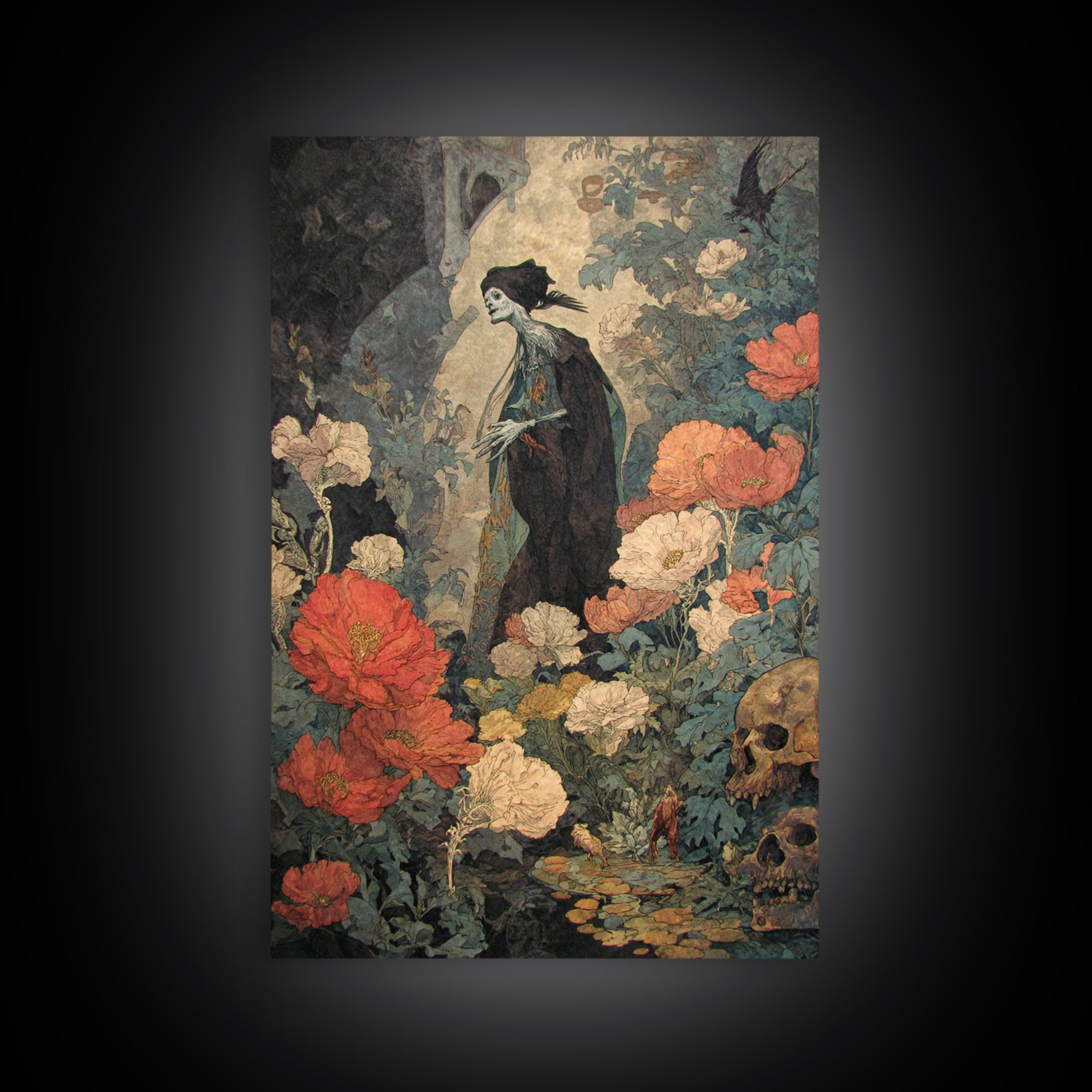 The Poison Garden, Decadent Gothic Art, Vertical Wall Art, Dark Fantasy Wall Art, Canvas Print, Halloween Wall Art, Gothic Home Decor