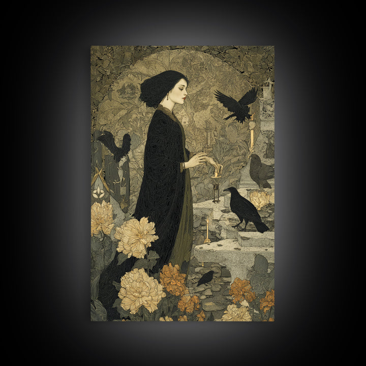 The Poison Garden, Symbolist Death Art, Vertical Wall Art, Gothic Horror Wall Art, Canvas Print, Halloween Wall Art