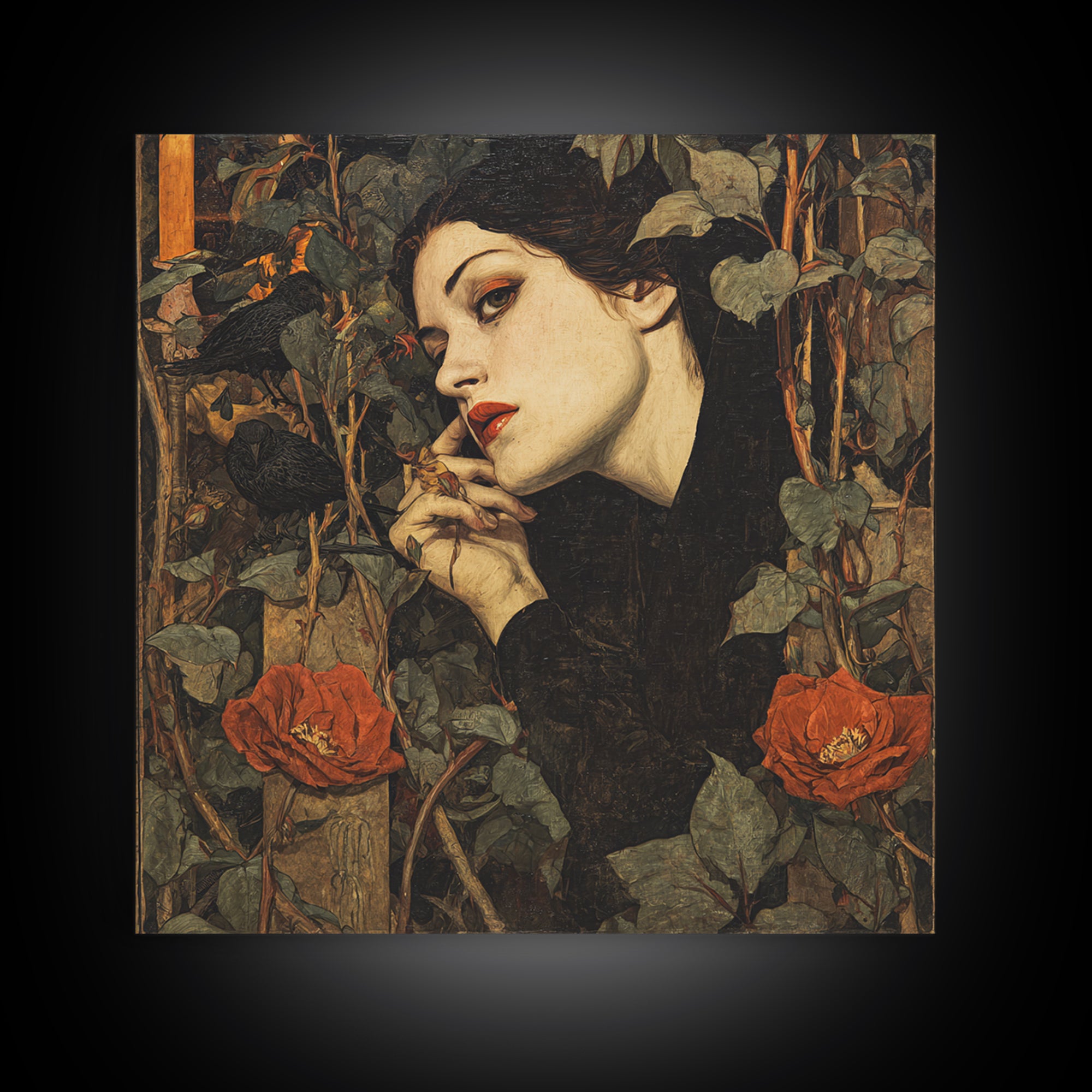 The Poison Garden, Dark Symbolist Art, Square Wall Art, Dark Halloween Decor, Canvas Print, Halloween Wall Art, Gothic Home Decor
