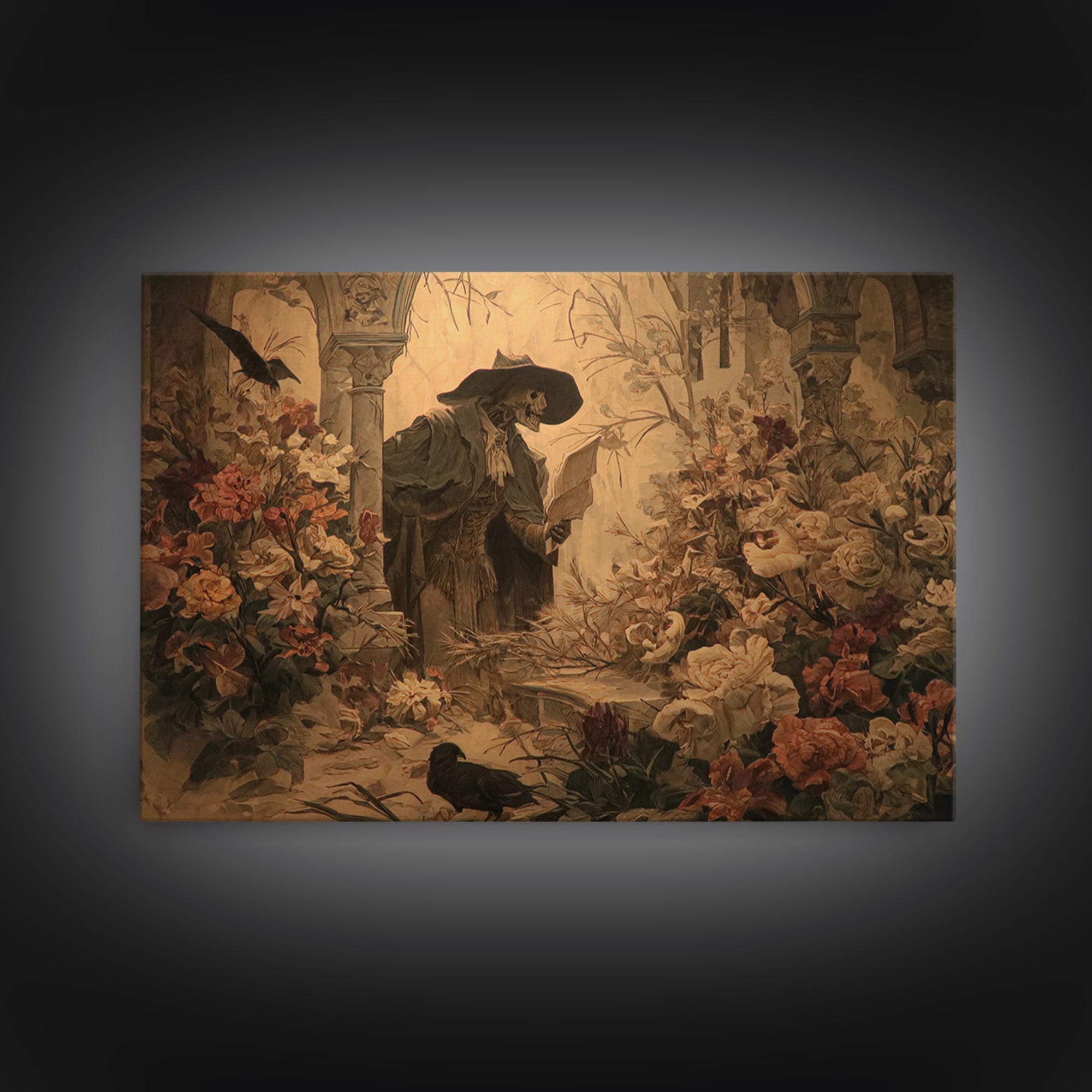 The Poison Garden, Symbolist Etching Art, Landscape Wall Art, Dark Fantasy Wall Art, Canvas Print, Halloween Wall Art, Spooky Wall Decor