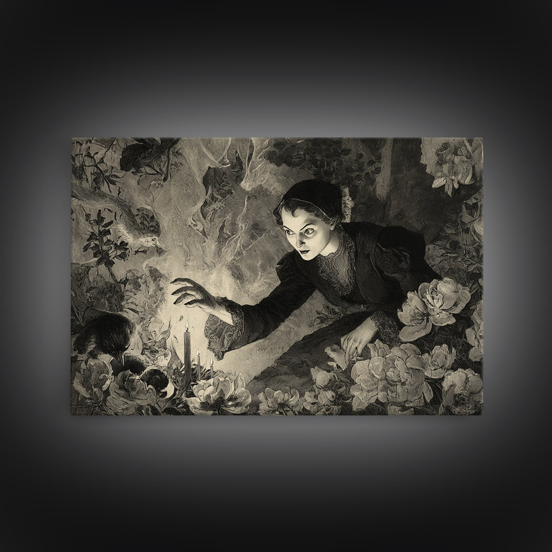 The Poison Garden, Expressionist Nightmare Art, Landscape Wall Art, Dark Fantasy Wall Art, Canvas Print, Halloween Wall Art