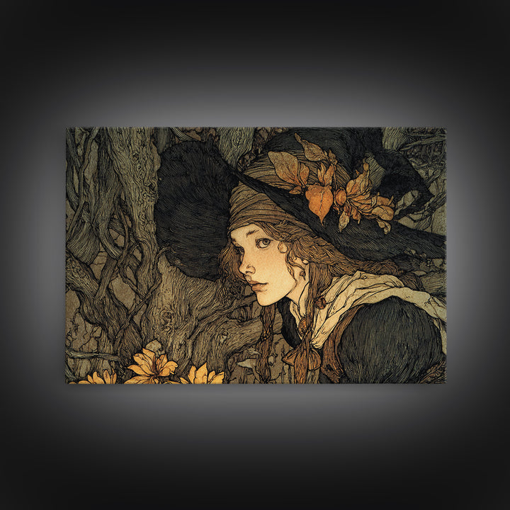 The Poison Garden, Gothic Storybook Art, Landscape Wall Art, Dark Fantasy Wall Art, Framed Canvas Print, Halloween Wall Art