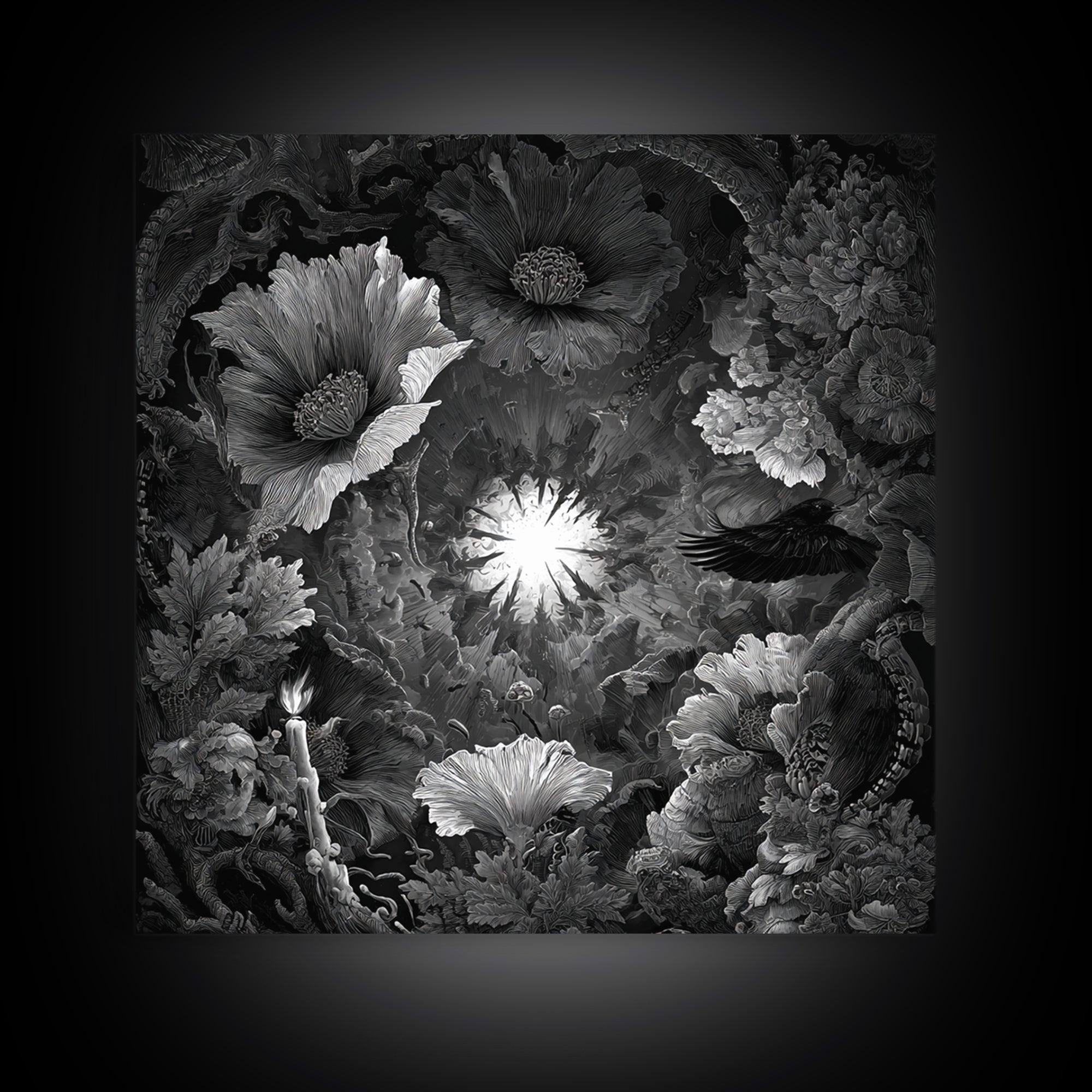 The Poison Garden, Biomechanical Horror Art, Square Wall Art, Dark Halloween Decor, Canvas Print, Halloween Wall Art, Macabre Wall Art