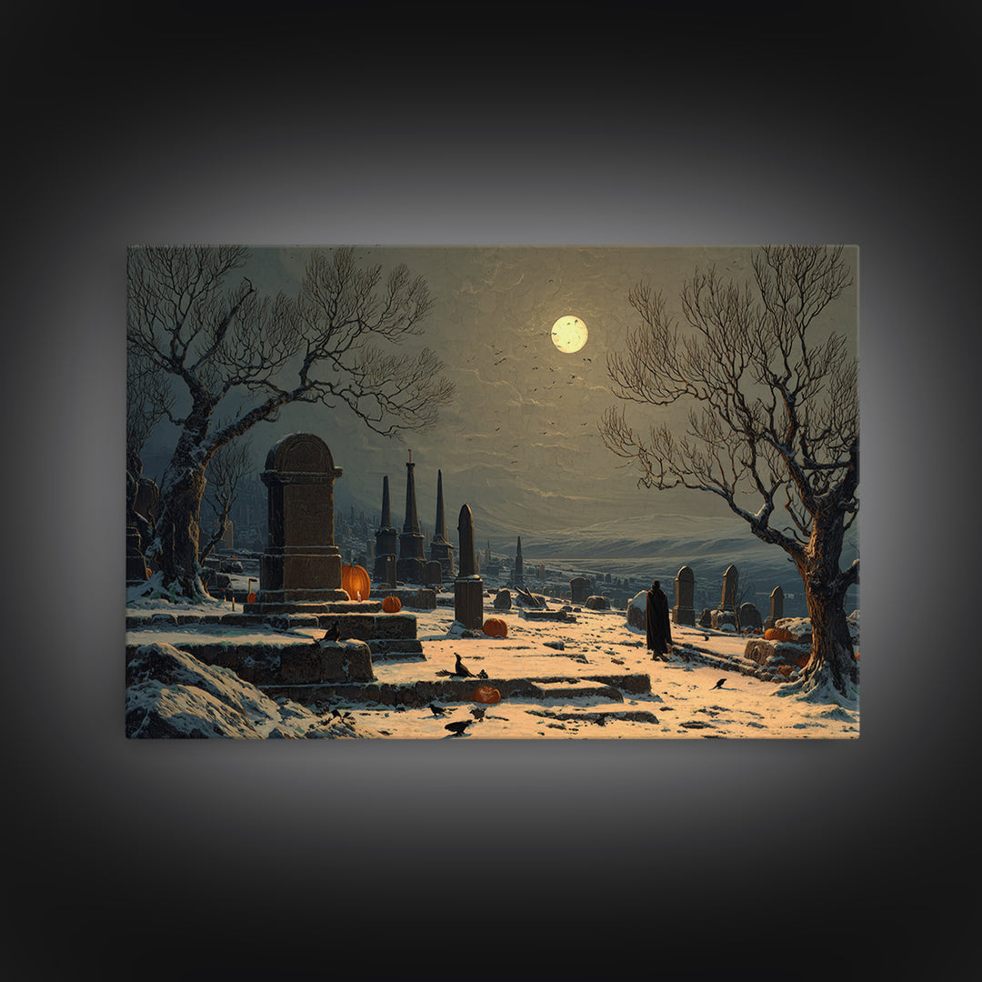 Frozen Halloween, Romantic Gothic Landscape, Landscape Wall Art, Macabre Wall Art, Canvas Print, Halloween Wall Art