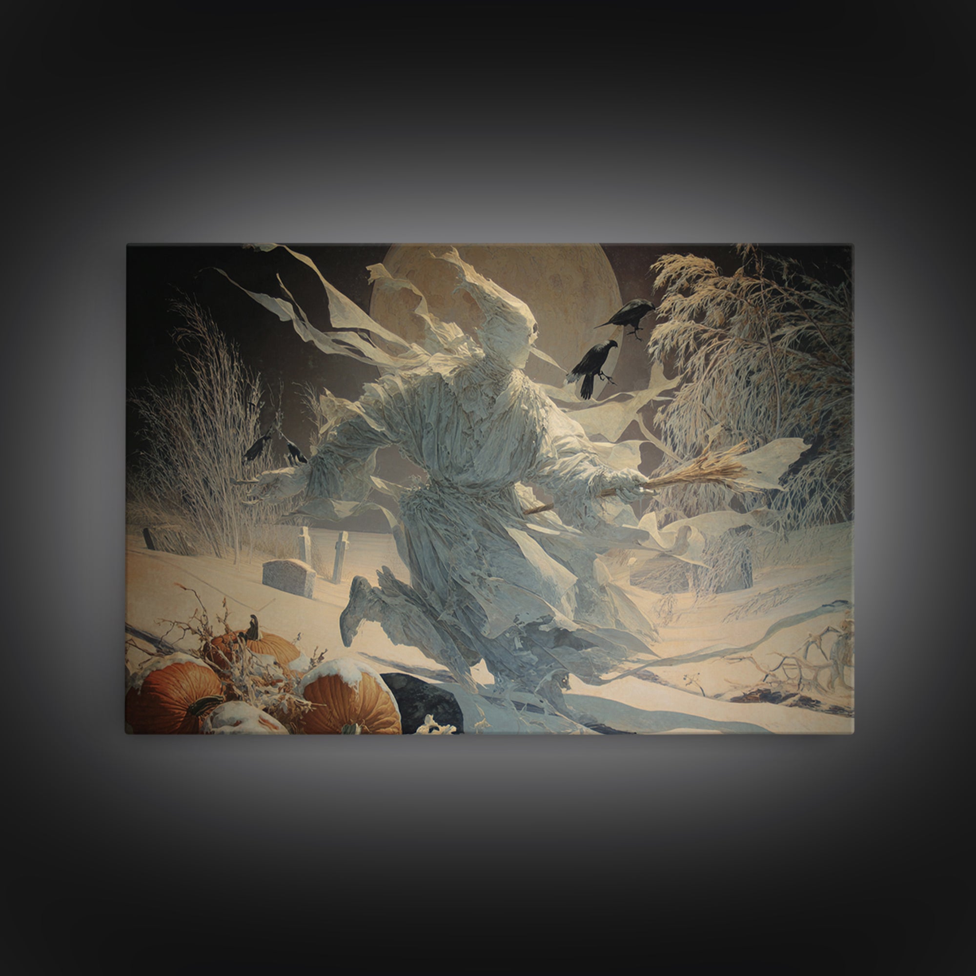 Frozen Halloween, Symbolist Gothic Landscape, Landscape Wall Art, Dark Fantasy Wall Art, Framed Canvas Print, Halloween Wall Art