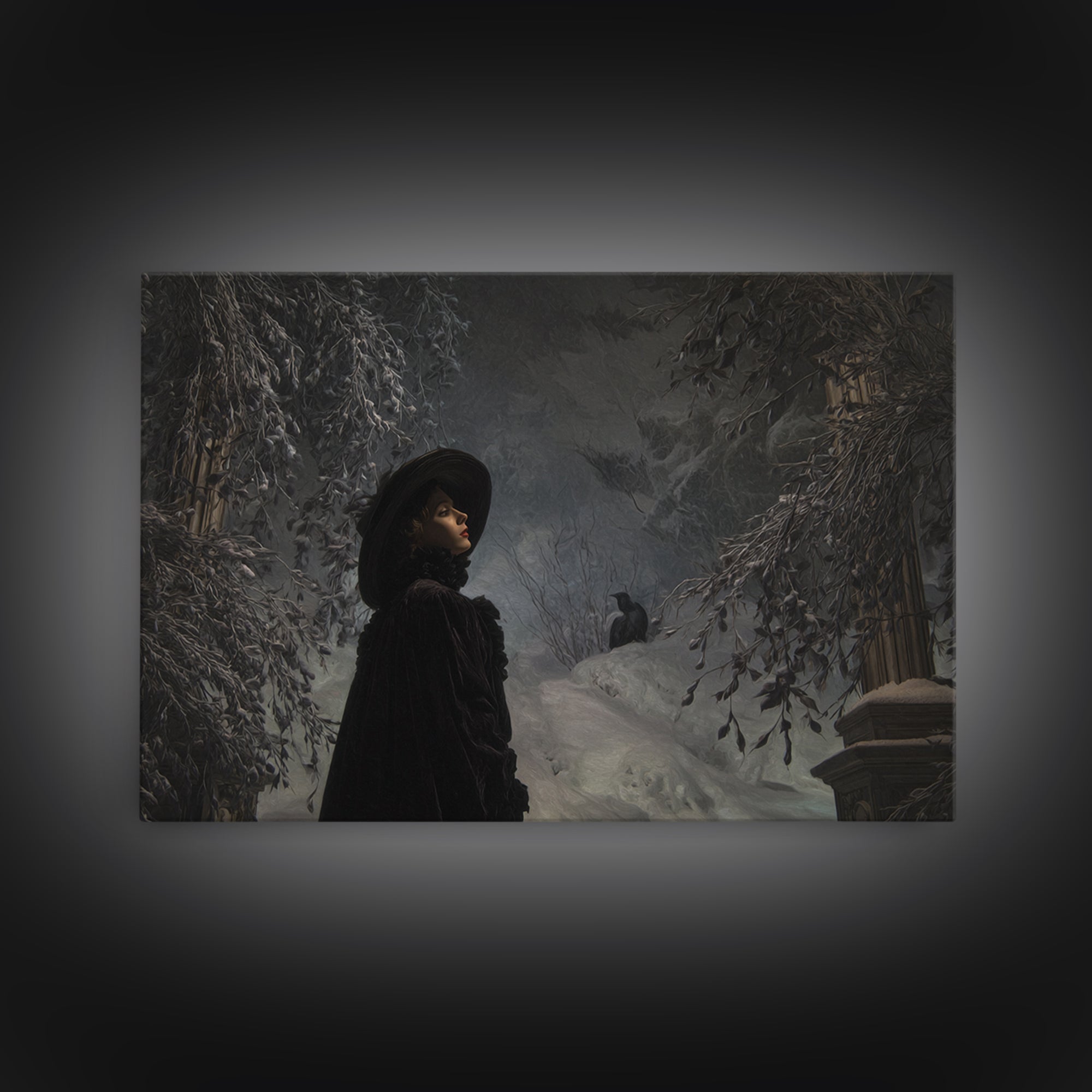 Frozen Halloween, Dark Symbolist Art, Landscape Wall Art, Gothic Horror Wall Art, Canvas Print, Halloween Wall Art