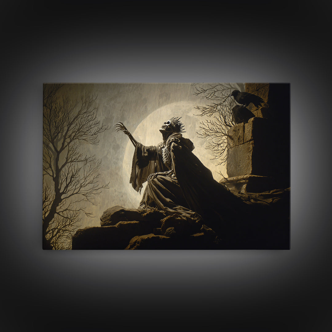 The Necromancer Queen, Romantic Gothic Landscape, Landscape Wall Art, Dark Halloween Decor, Canvas Print, Halloween Wall Art