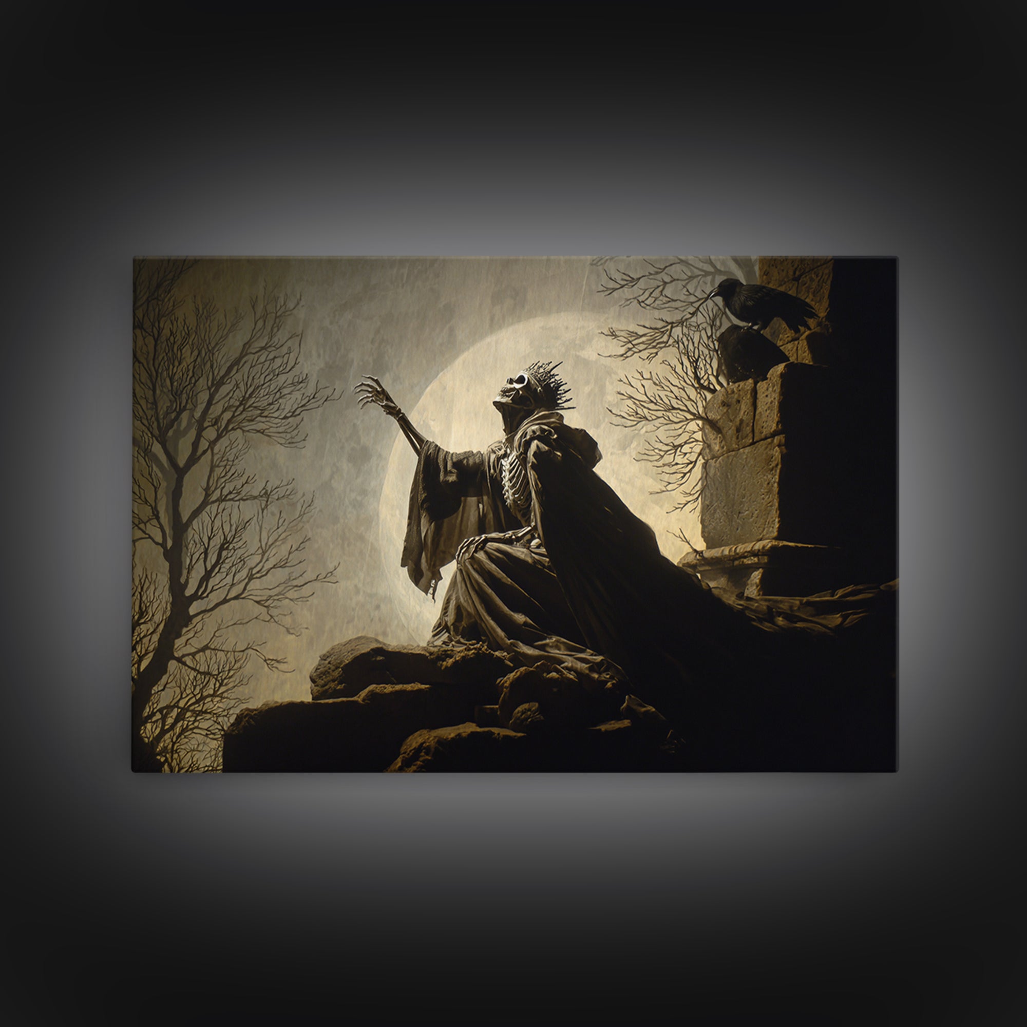 The Necromancer Queen, Romantic Gothic Landscape, Landscape Wall Art, Dark Halloween Decor, Canvas Print, Halloween Wall Art