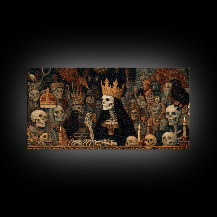 The Necromancer Queen, Grotesque Carnival Art, Wide Panoramic Art, Macabre Wall Art, Canvas Print, Halloween Wall Art, Seasonal Home Decor