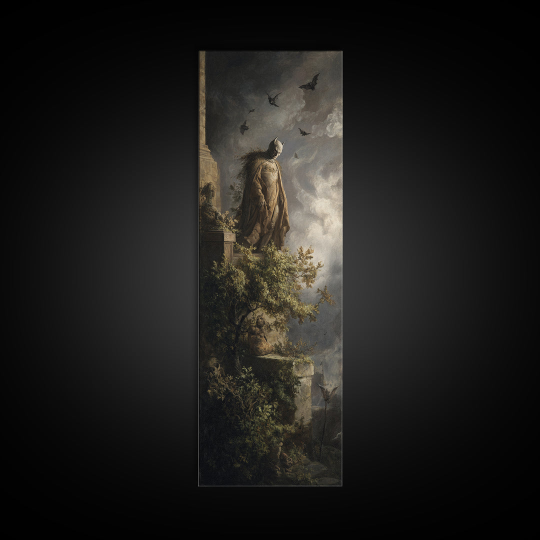 The Bat Prince, Baroque Witchcraft Art, Tall Narrow Wall Art, Gothic Horror Wall Art, Framed Canvas Print, Halloween Wall Art