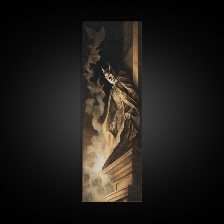 The Bat Prince, Gothic Nightmare Art, Tall Narrow Wall Art, Gothic Horror Wall Art, Canvas Print, Halloween Wall Art, Gothic Home Decor