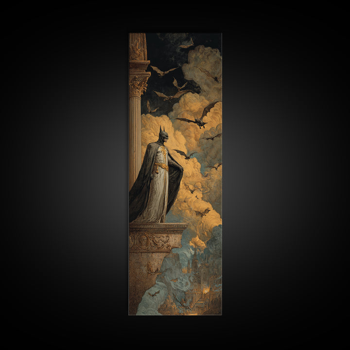 The Bat Prince, Apocalyptic Romantic Art, Tall Narrow Wall Art, Dark Fantasy Wall Art, Canvas Print, Halloween Wall Art, Dark Fantasy Art
