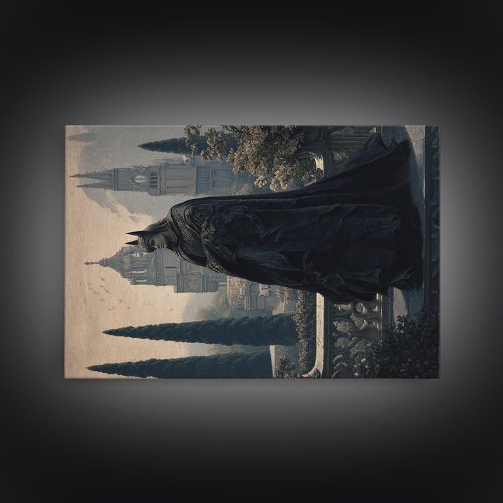 The Bat Prince, Symbolist Gothic Landscape, Landscape Wall Art, Dark Halloween Decor, Framed Canvas Print, Halloween Wall Art