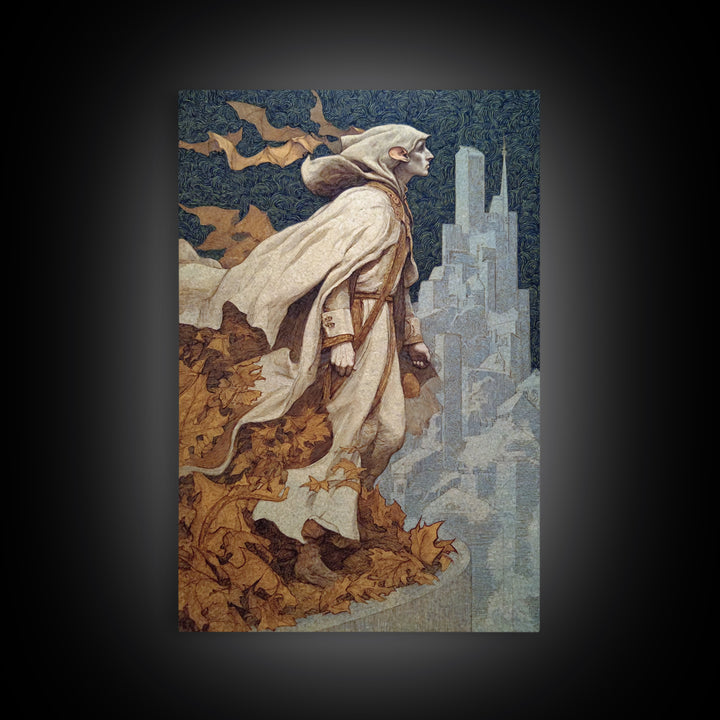 The Bat Prince, Symbolist Death Art, Vertical Wall Art, Gothic Horror Wall Art, Framed Canvas Print, Halloween Wall Art
