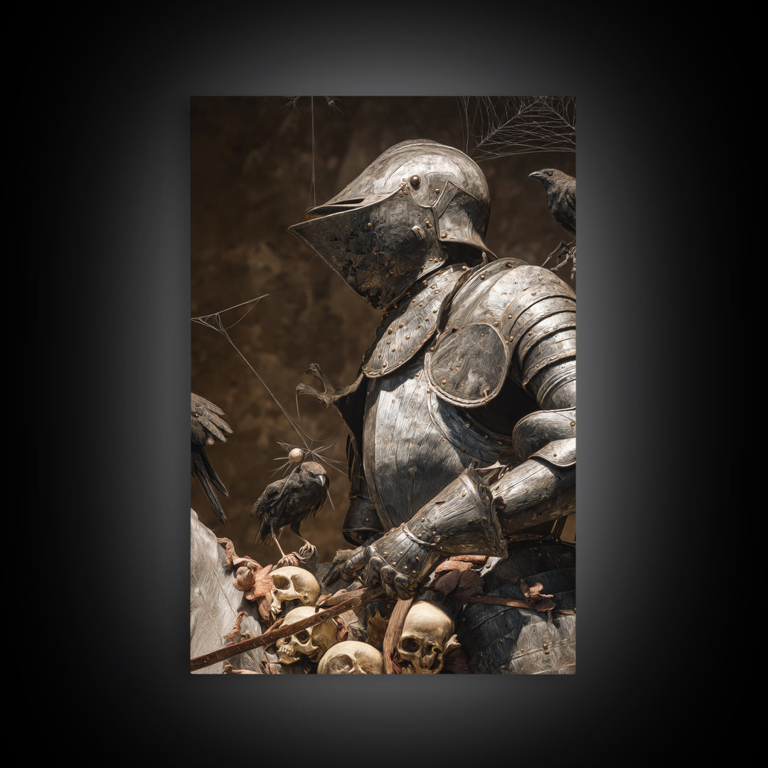 The Spider Knight, Danse Macabre Art, Vertical Wall Art, Macabre Wall Art, Canvas Print, Halloween Wall Art