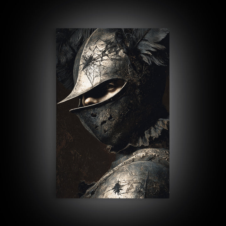The Spider Knight, Dark Romantic Horror Art, Vertical Wall Art, Macabre Wall Art, Framed Canvas Print, Halloween Wall Art