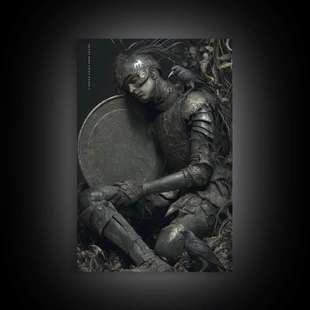 The Spider Knight, Gothic Nightmare Art, Vertical Wall Art, Macabre Wall Art, Framed Canvas Print, Halloween Wall Art