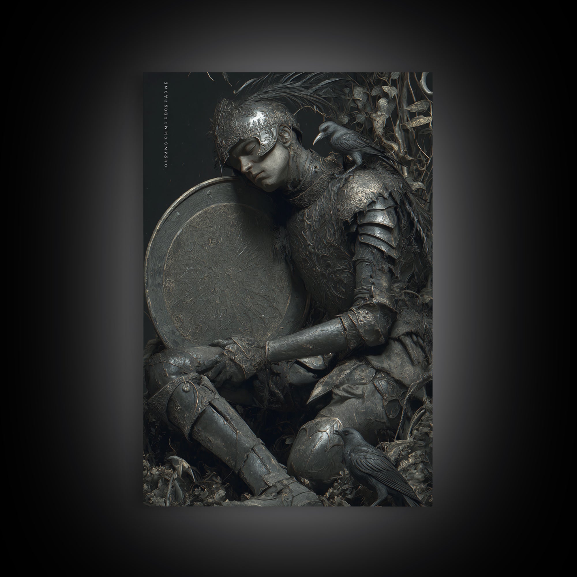 The Spider Knight, Gothic Nightmare Art, Vertical Wall Art, Macabre Wall Art, Framed Canvas Print, Halloween Wall Art