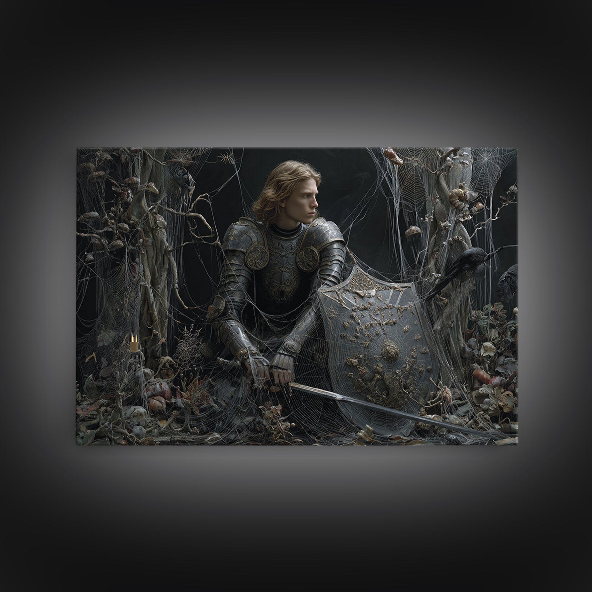 The Spider Knight, Symbolist Gothic Landscape, Landscape Wall Art, Gothic Horror Wall Art, Canvas Print, Halloween Wall Art