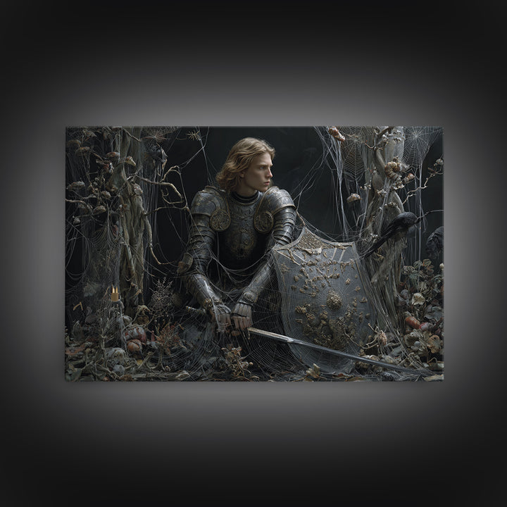 The Spider Knight, Symbolist Gothic Landscape, Landscape Wall Art, Gothic Horror Wall Art, Canvas Print, Halloween Wall Art
