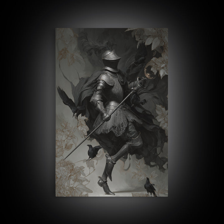 The Spider Knight, Decadent Gothic Art, Vertical Wall Art, Dark Fantasy Wall Art, Framed Canvas Print, Halloween Wall Art