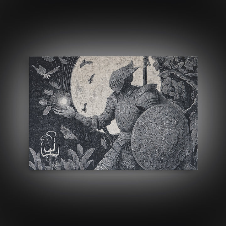The Spider Knight, Victorian Macabre Art, Landscape Wall Art, Dark Fantasy Wall Art, Framed Canvas Print, Halloween Wall Art