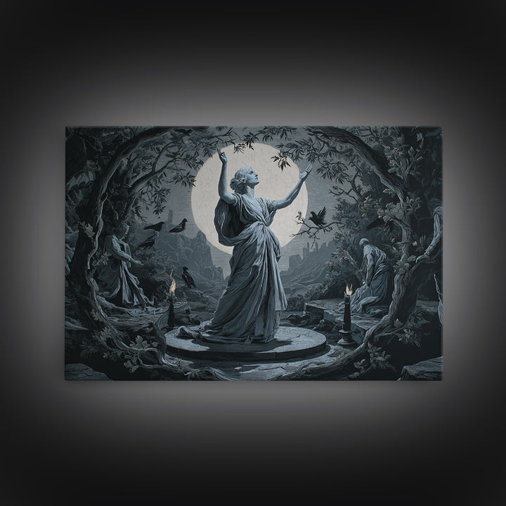 The Moon Priestess, Romantic Gothic Landscape, Landscape Wall Art, Macabre Wall Art, Canvas Print, Halloween Wall Art