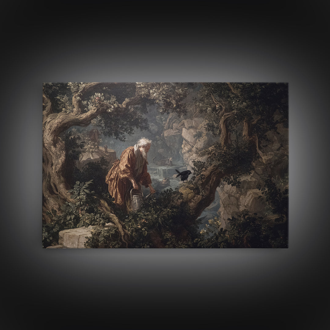 The Graveyard Gardener, Baroque Witchcraft Art, Landscape Wall Art, Macabre Wall Art, Framed Canvas Print, Halloween Wall Art