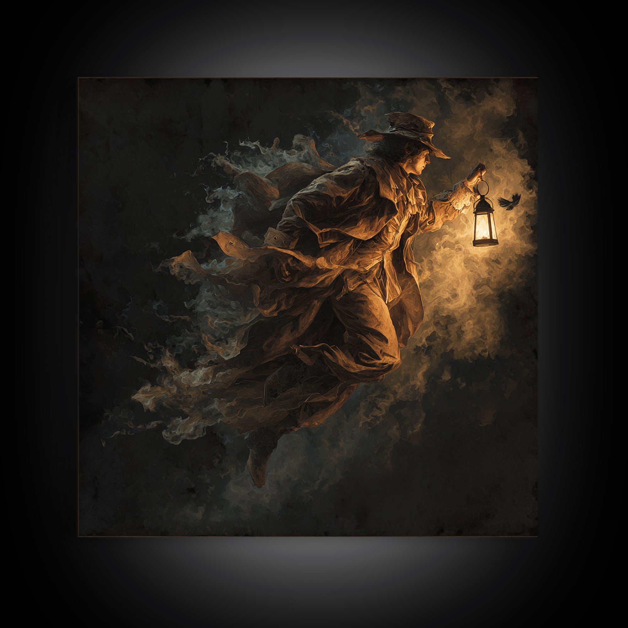 The Lantern Mage, Baroque Witchcraft Art, Square Wall Art, Dark Halloween Decor, Canvas Print, Halloween Wall Art, Statement Wall Art