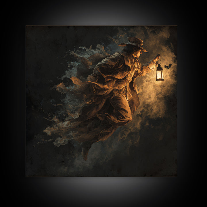 The Lantern Mage, Baroque Witchcraft Art, Square Wall Art, Dark Halloween Decor, Canvas Print, Halloween Wall Art, Statement Wall Art