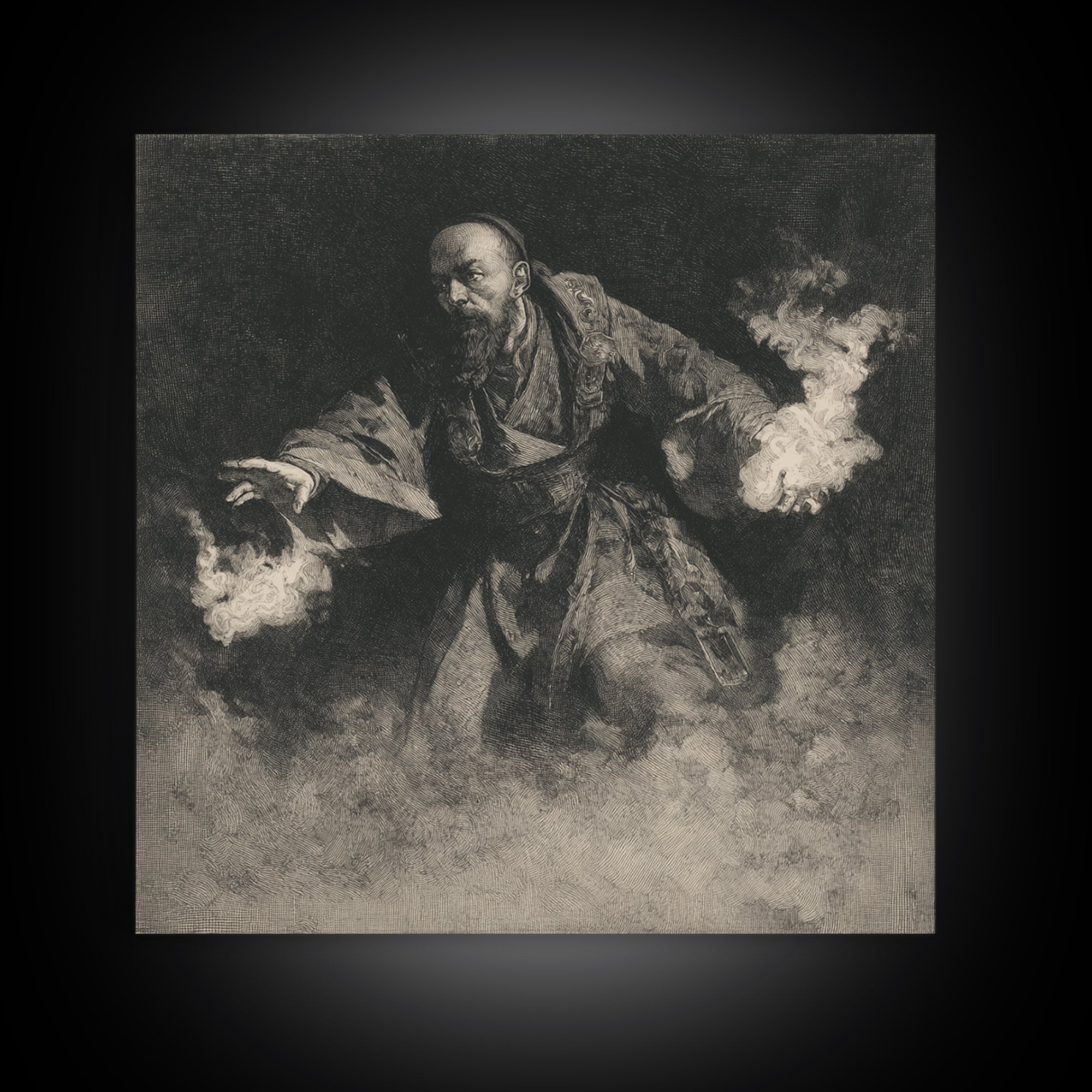 The Lantern Mage, Symbolist Dream Art, Square Wall Art, Dark Halloween Decor, Canvas Print, Halloween Wall Art, Dark Fantasy Art