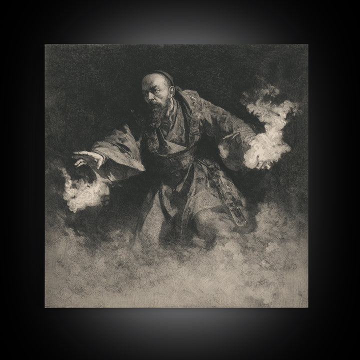 The Lantern Mage, Symbolist Dream Art, Square Wall Art, Dark Halloween Decor, Canvas Print, Halloween Wall Art, Dark Fantasy Art