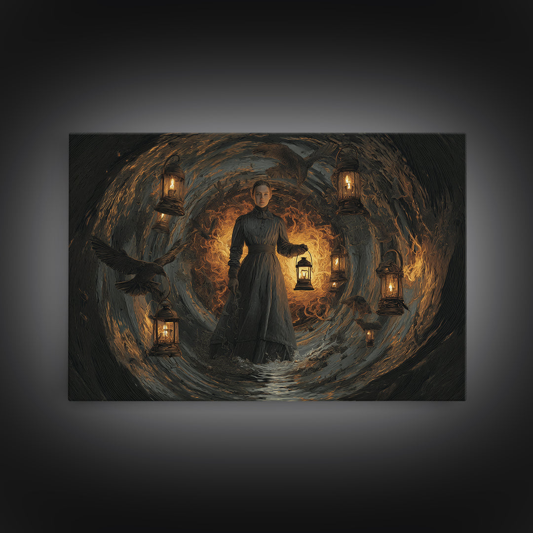 The Lantern Mage, Symbolist Gothic Landscape, Landscape Wall Art, Macabre Wall Art, Canvas Print, Halloween Wall Art, Horror Wall Art