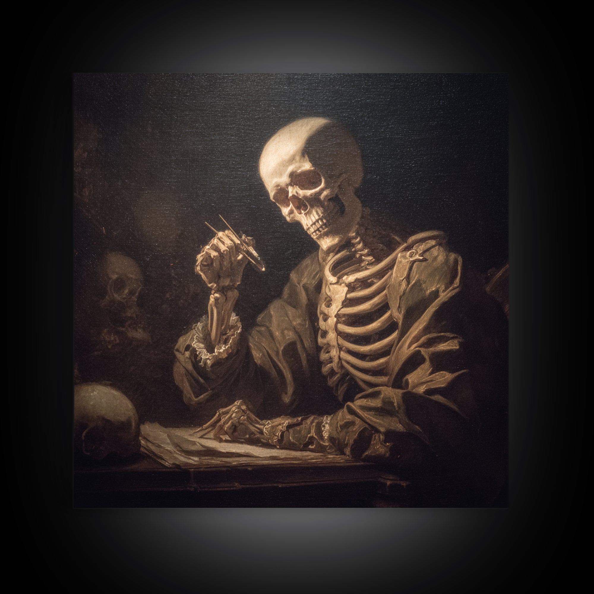 The Bone Sculptor, Gothic Nightmare Art, Square Wall Art, Dark Fantasy Wall Art, Canvas Print, Halloween Wall Art, Gothic Home Decor