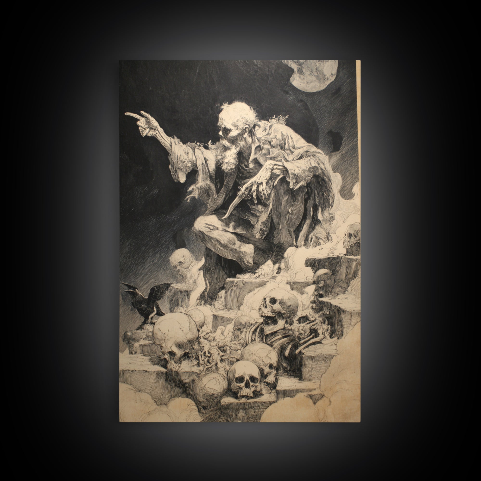 The Bone Sculptor, Decadent Gothic Art, Vertical Wall Art, Gothic Horror Wall Art, Canvas Print, Halloween Wall Art, Dark Fantasy Art