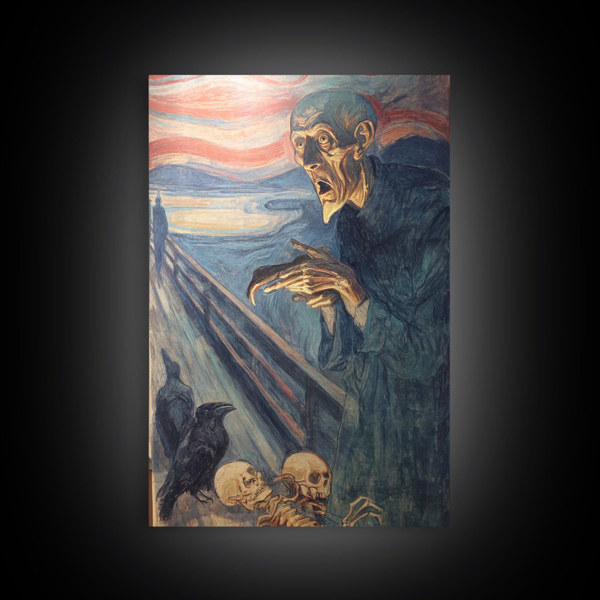 The Bone Sculptor, Expressionist Gothic Art, Vertical Wall Art, Dark Fantasy Wall Art, Canvas Print, Halloween Wall Art, Spooky Wall Decor